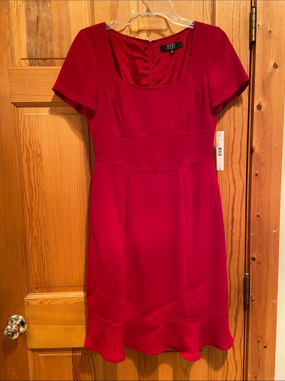 Alex Marie Vibrant Red Short-Sleeve Scoop Neck Dress